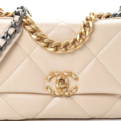 Chanel Lambskin Quilted Medium 19 Flap Light Beige 7 of 9