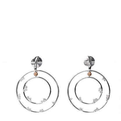 Damiani 18K White Rose Gold Diamond Circle Drop Earrings 3 of 5