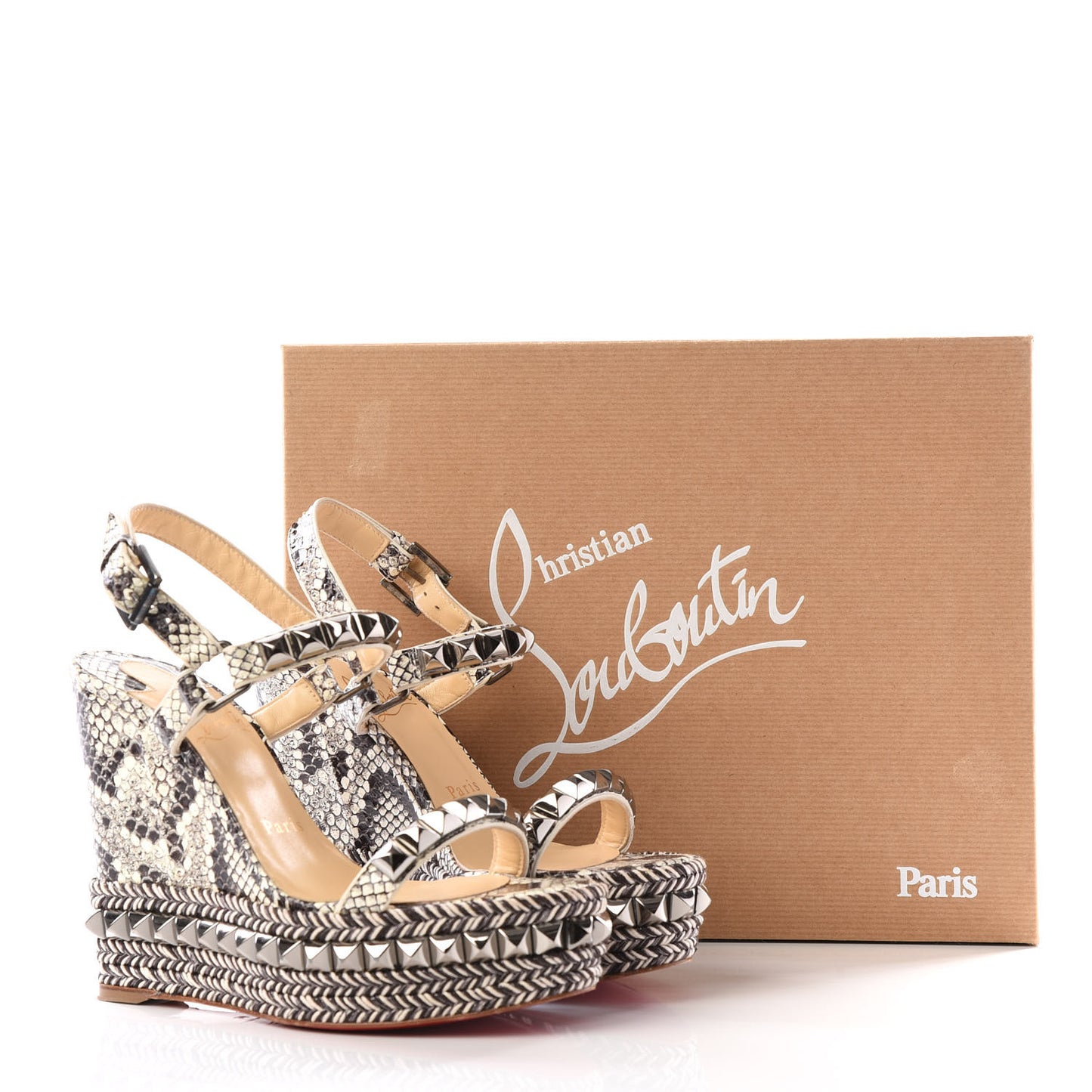 Watersnake Print Cataclou 120 Wedge Sandals 36 Roccia Gun Metal