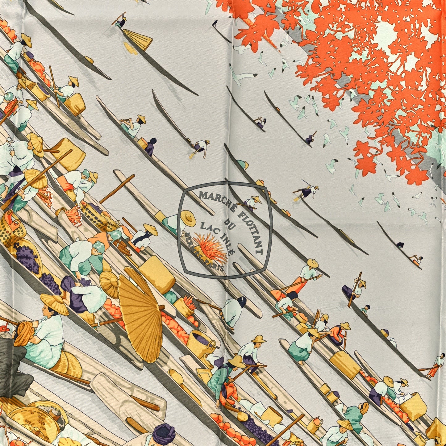 Silk Marche Flottant du Lac Inle Scarf 90