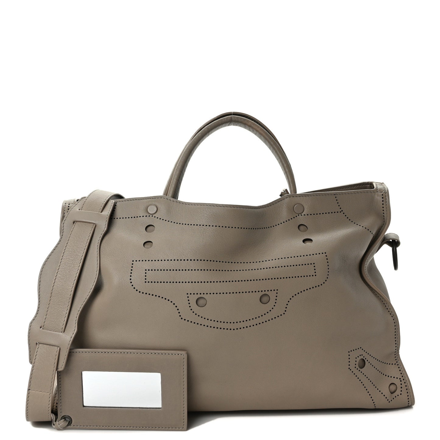 Veau Soyeux Perforated Blackout Hardware City Gris Cendre