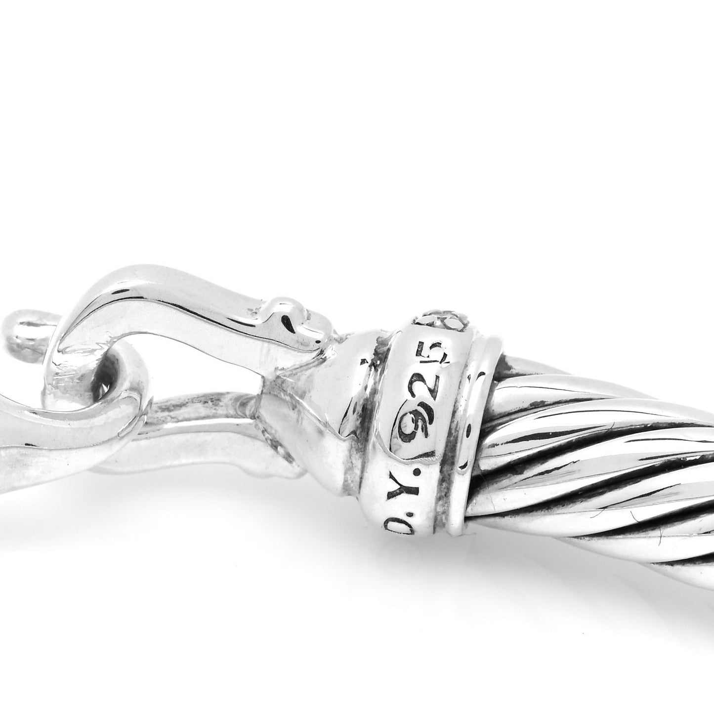 Sterling Silver Diamond 5mm Cable Buckle Bracelet