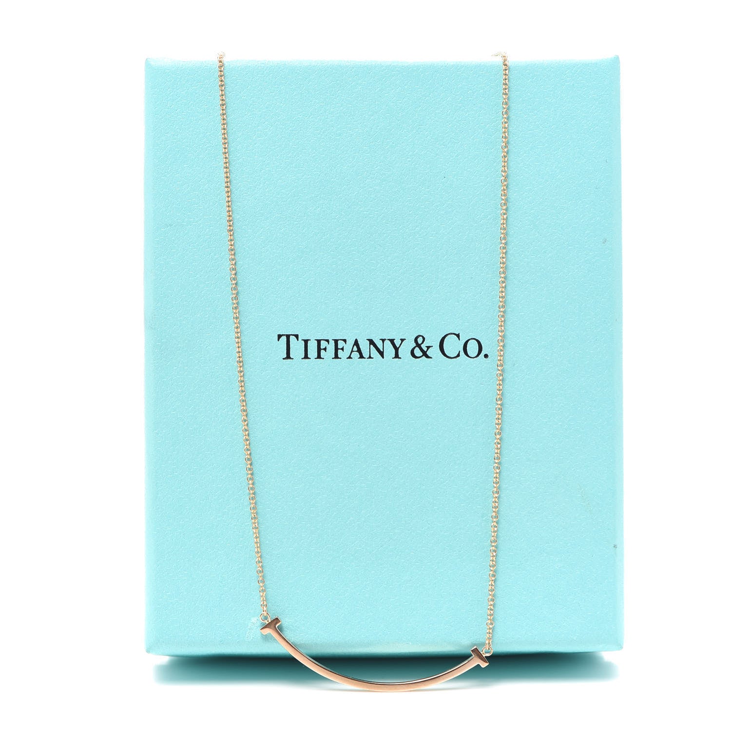 Tiffany 18K Rose Gold Small T Smile Pendant Necklace 6 of 6