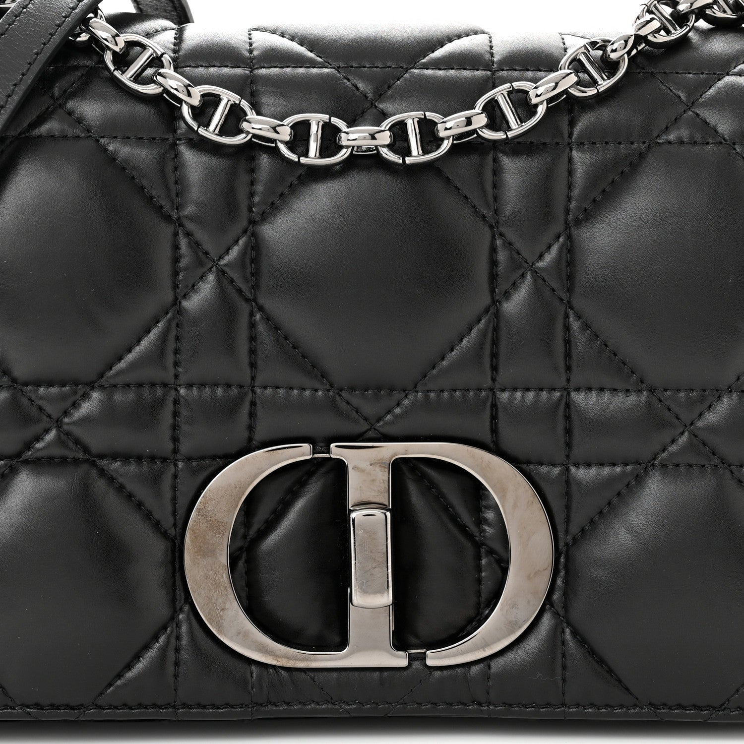 Christian Dior Calfskin Macrocannage Medium Caro Bag Black 8 of 11