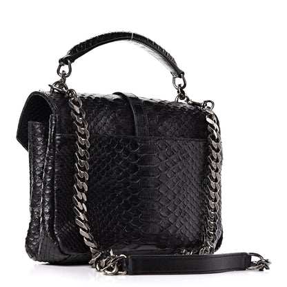Saint Laurent Calfskin Python Embossed Monogram Medium College Bag Black 3 of 8
