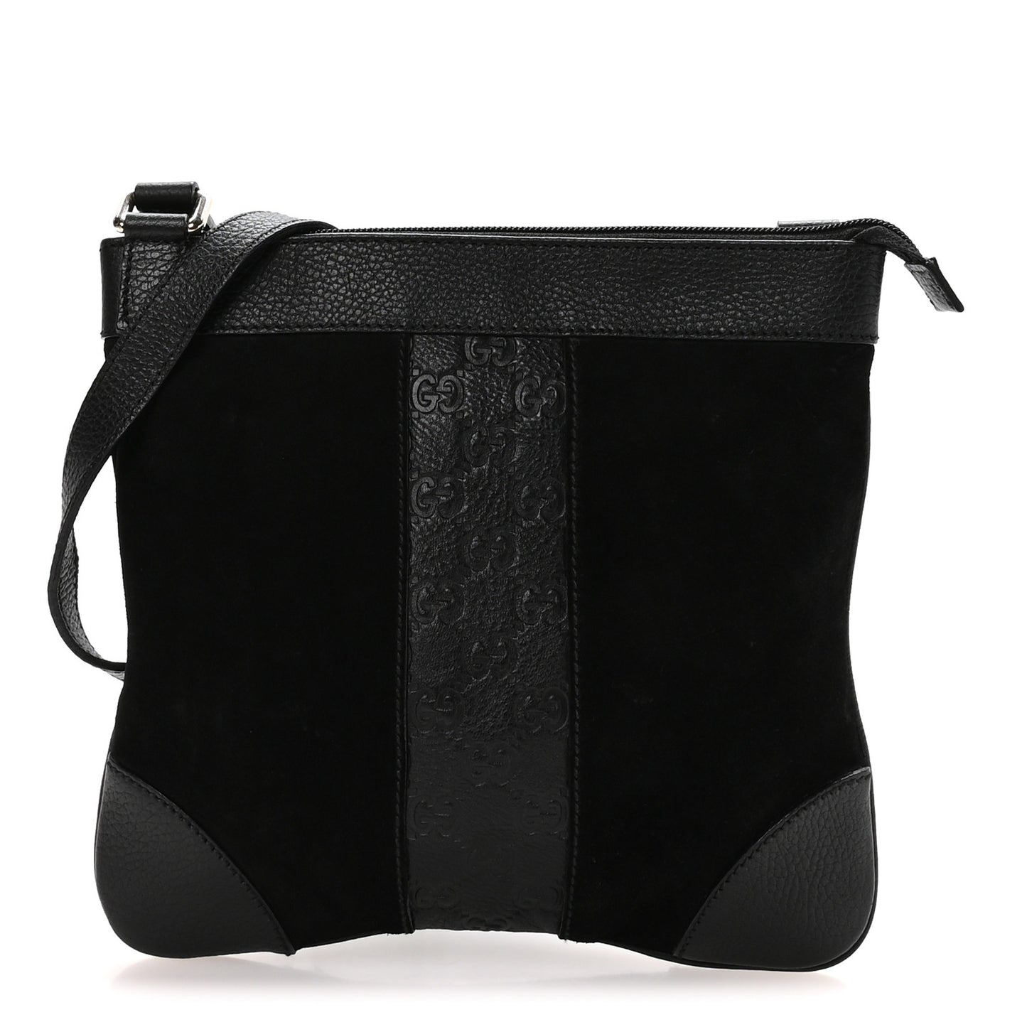 Guccissima Suede Crossbody Bag Black