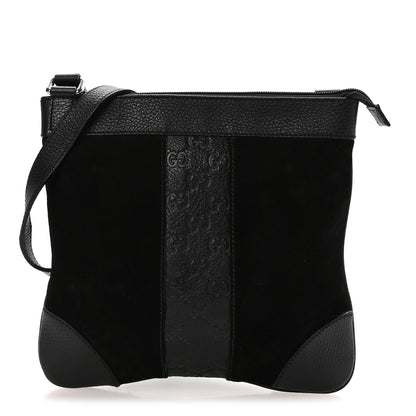 Gucci Guccissima Suede Crossbody Bag Black 1 of 10