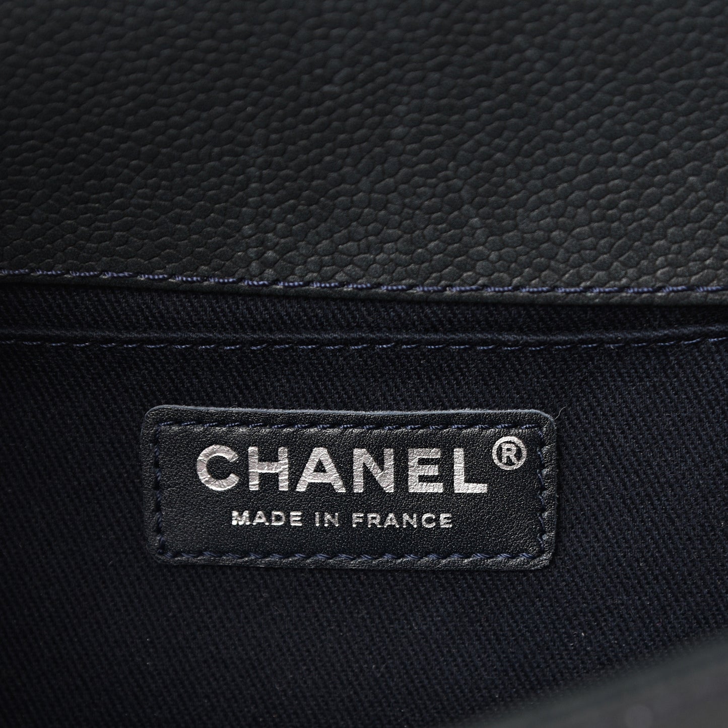 Caviar Stitched Medium Boy Flap Blue
