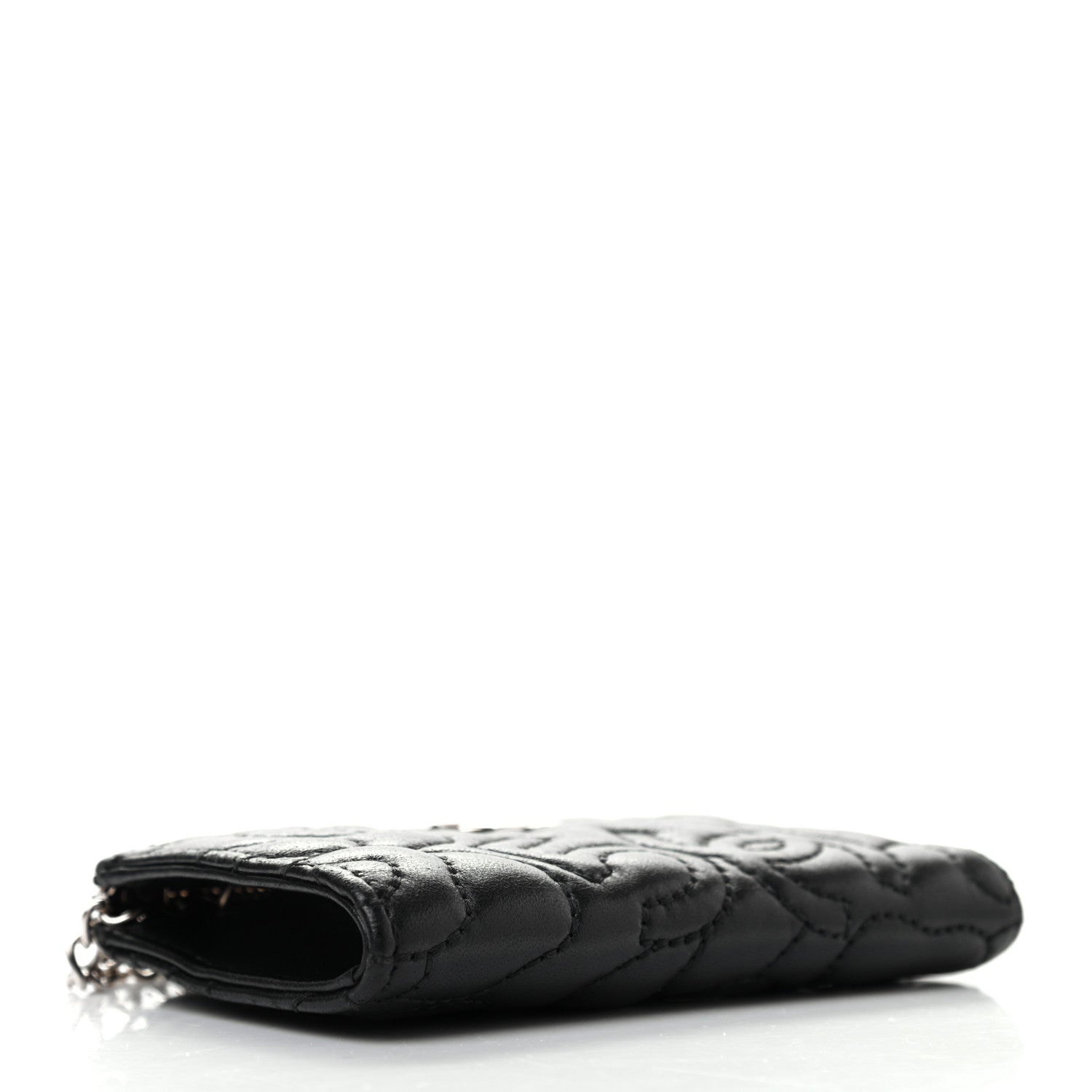Chanel Lambskin Camellia Embossed Key Holder Case Black 4 of 9