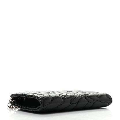 Chanel Lambskin Camellia Embossed Key Holder Case Black 4 of 9
