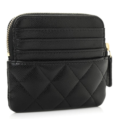 Chanel Caviar Quilted Zip Card Holder Wallet Black 3 of 7