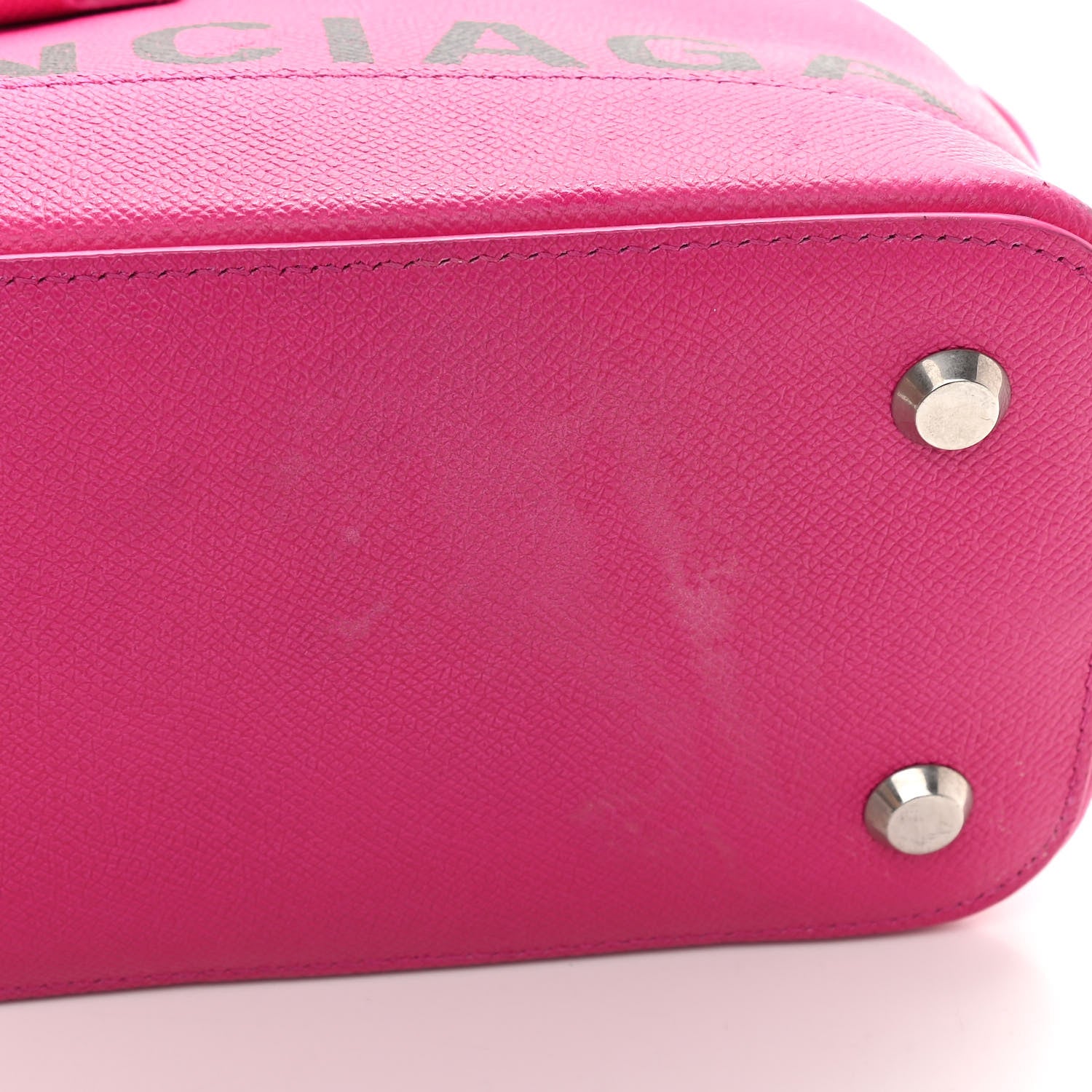 Balenciaga Signature Grained Calfskin Logo S Ville Top Handle Bag Fuchsia 13 of 14
