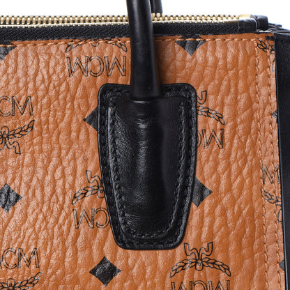 MCM Visetos Small Kathy Double Zip Tote Cognac Black 11 of 20