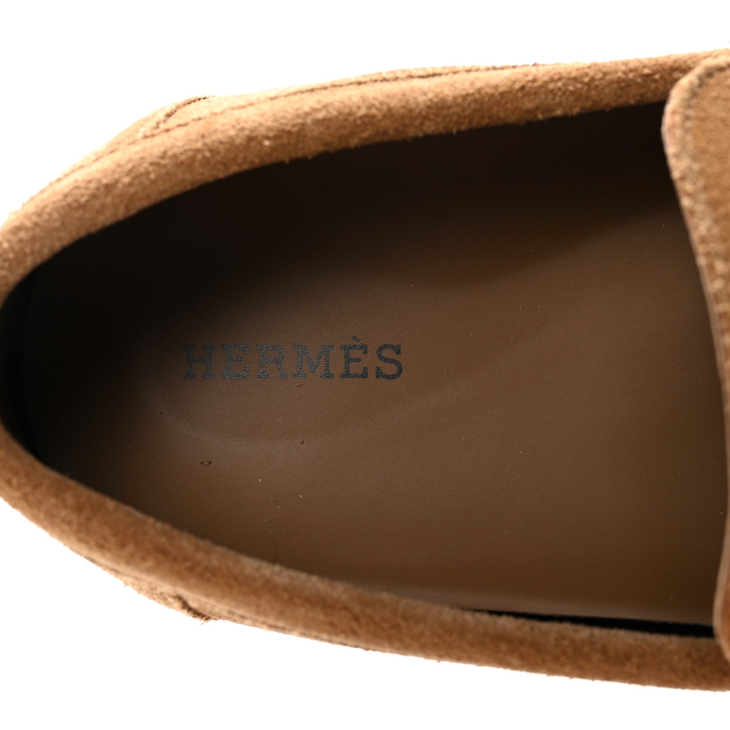 Hermes Suede Calfskin Womens Lazy Loafers 37.5 Brune Fume 8 of 10