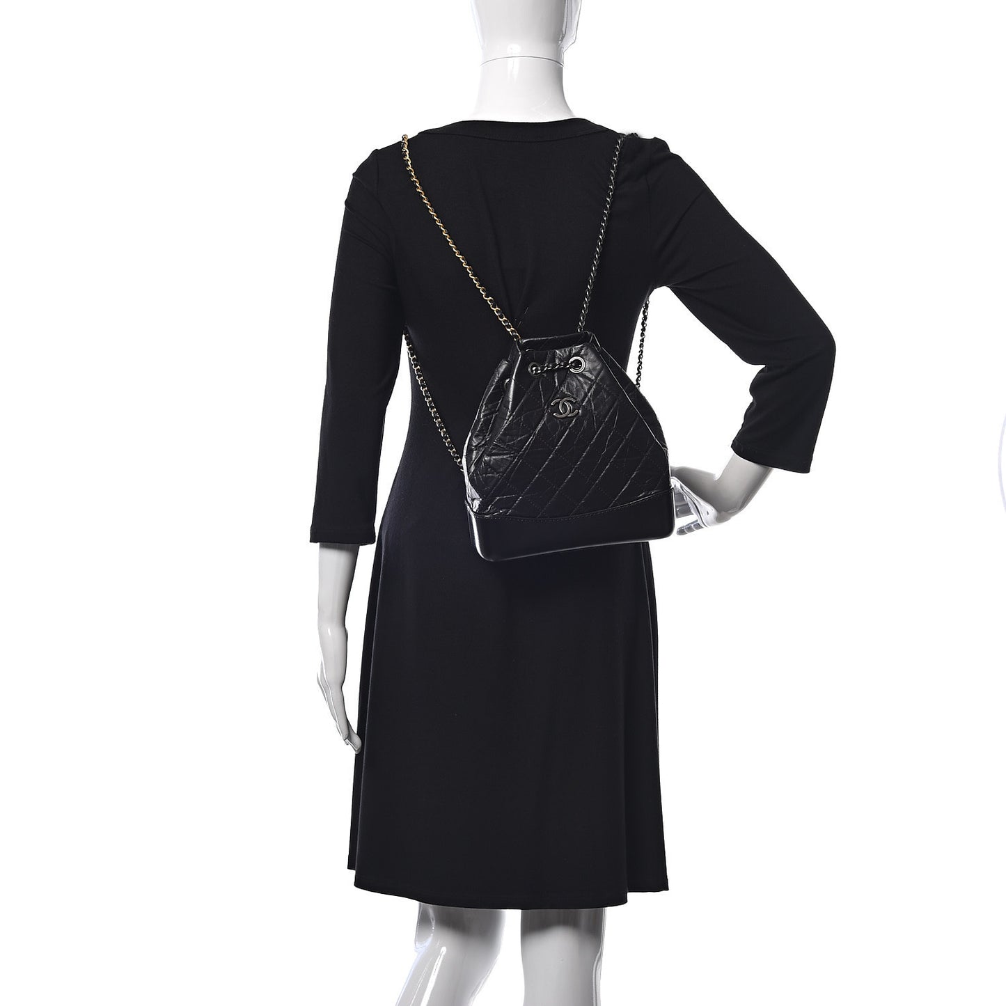 Aged Calfskin Quilted Small Gabrielle Backpack Black