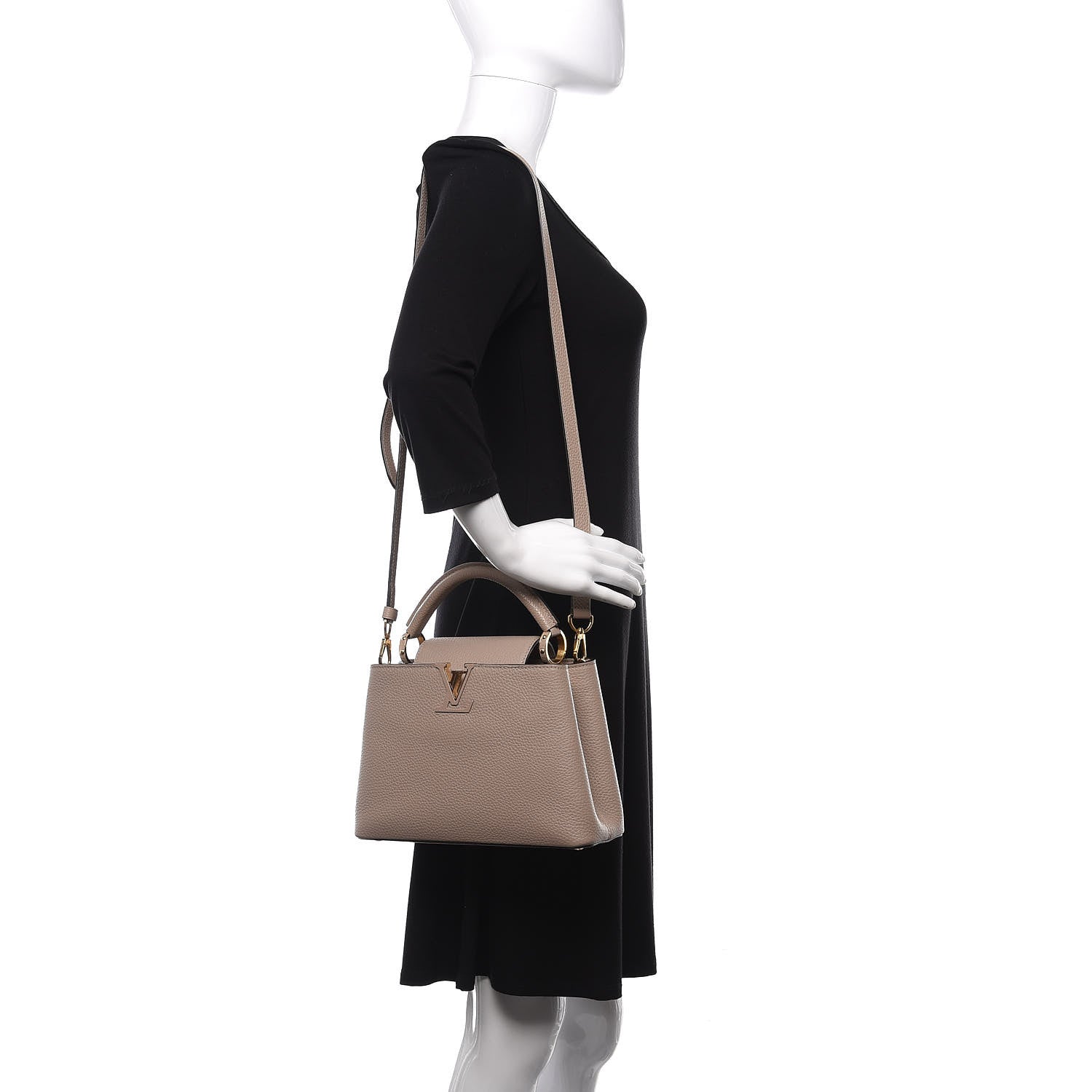 Louis Vuitton Taurillon Capucines BB Galet 2 of 9