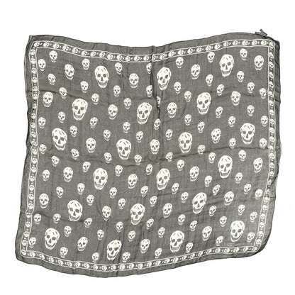 Alexander McQueen Silk Chiffon Skull Scarf Black White 1 of 3