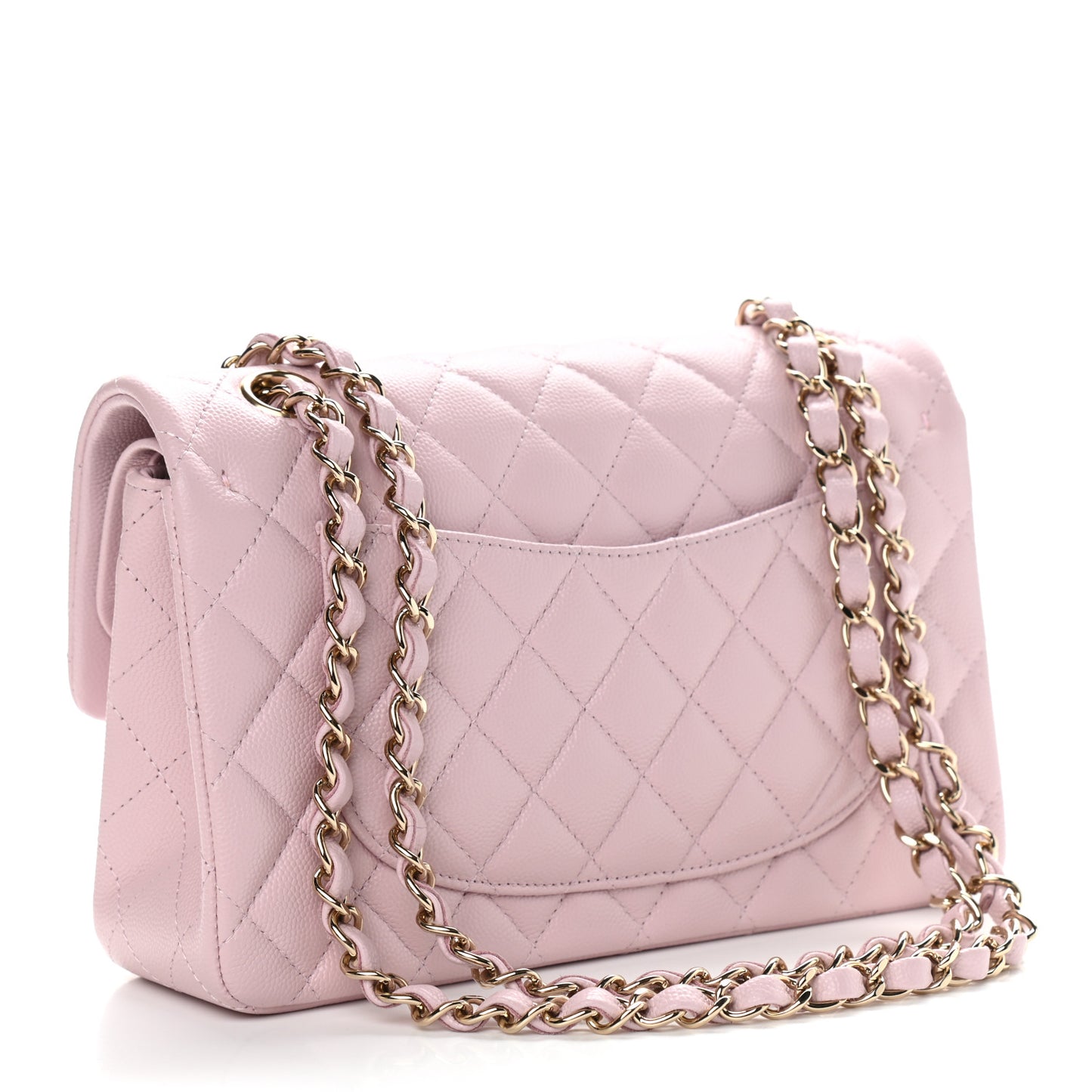 Caviar Quilted Small Double Flap Light Pink