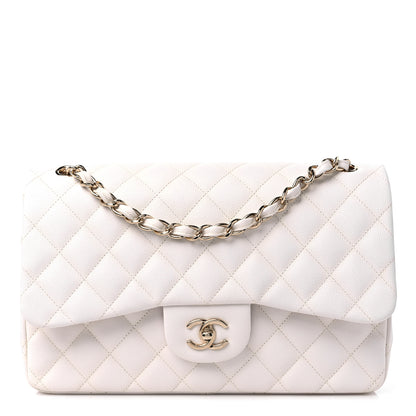 Chanel Caviar Quilted Jumbo Double Flap White 1 of 21