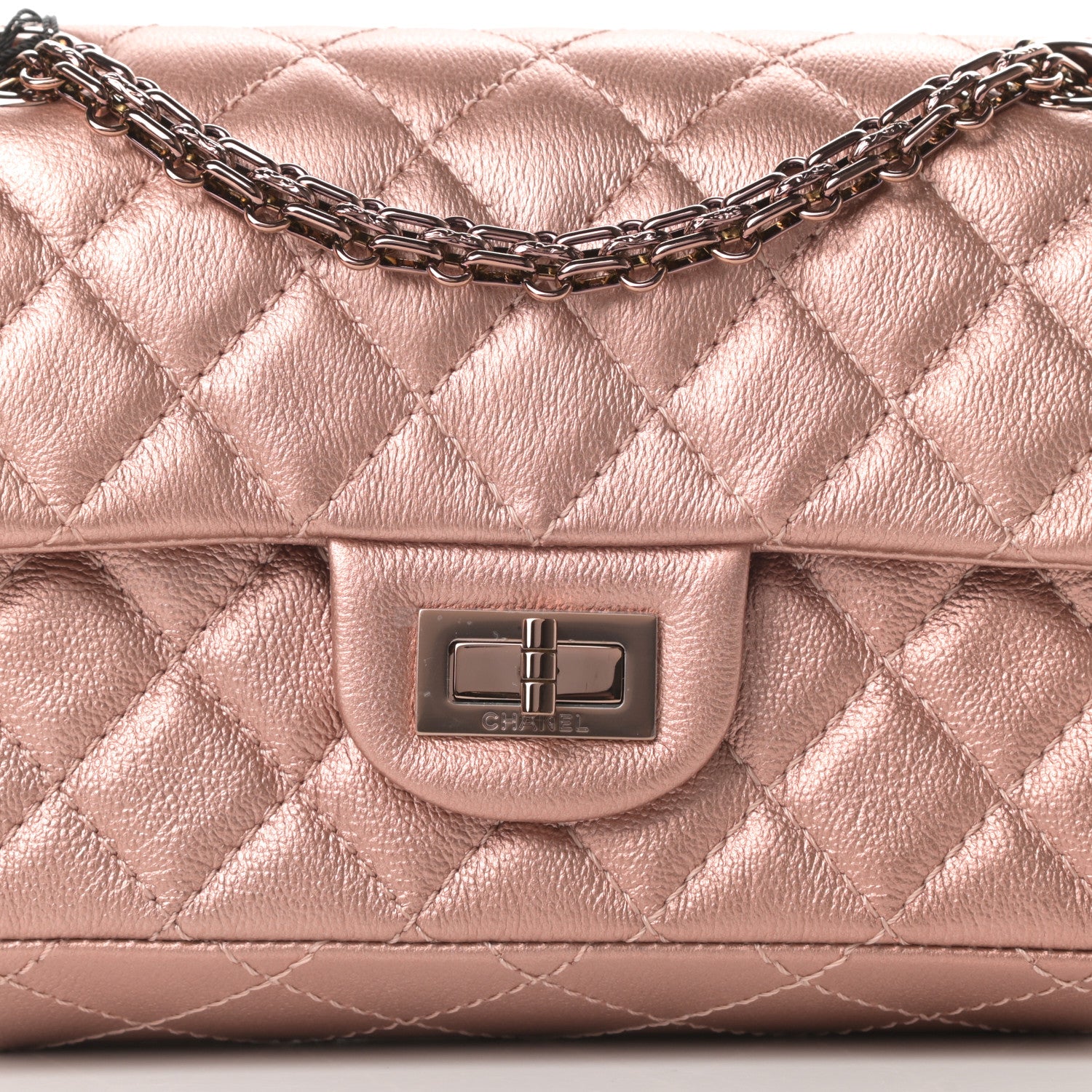 Chanel Metallic Grained Calfskin Quilted 2.55 Reissue Mini Flap Copper Pink 8 of 12