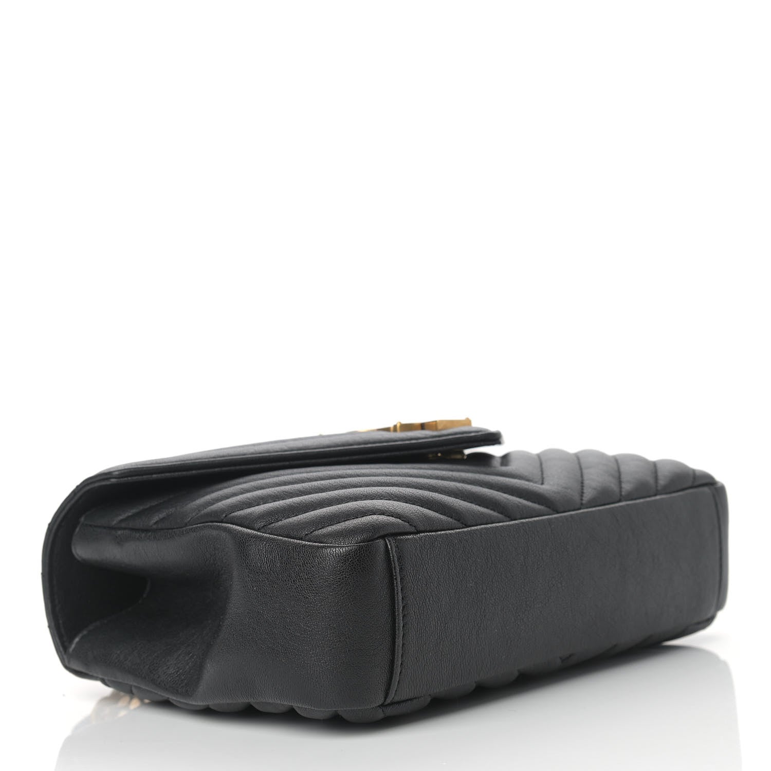 Saint Laurent Sheepskin Matelasse Chevron Monogram Medium College Bag Black 4 of 11