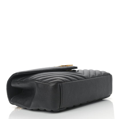 Saint Laurent Sheepskin Matelasse Chevron Monogram Medium College Bag Black 4 of 11