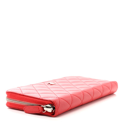 Chanel Lambskin Quilted Large Gusset Zip Around Wallet Red 4 of 8