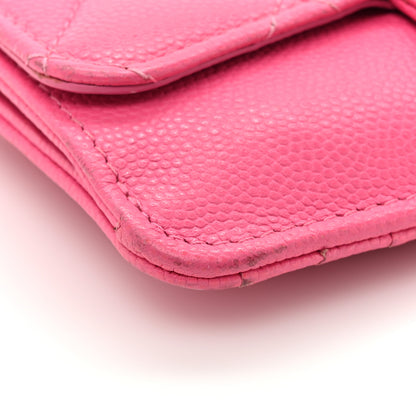 Chanel Caviar Quilted Flap Zip Card Holder Dark Pink 9 of 14