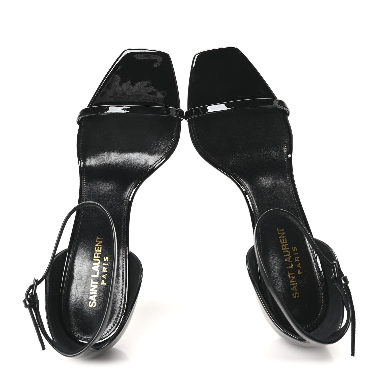 Saint Laurent Patent Calfskin Opyum 85 Sandals 39.5 Black 2 of 9