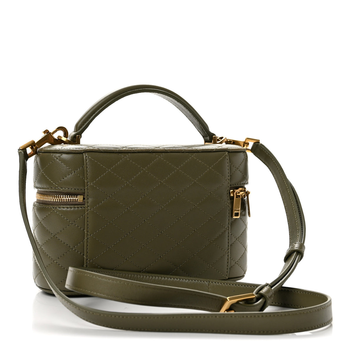 Lambskin Quilted Mini Gaby Vanity Case Strong Moss