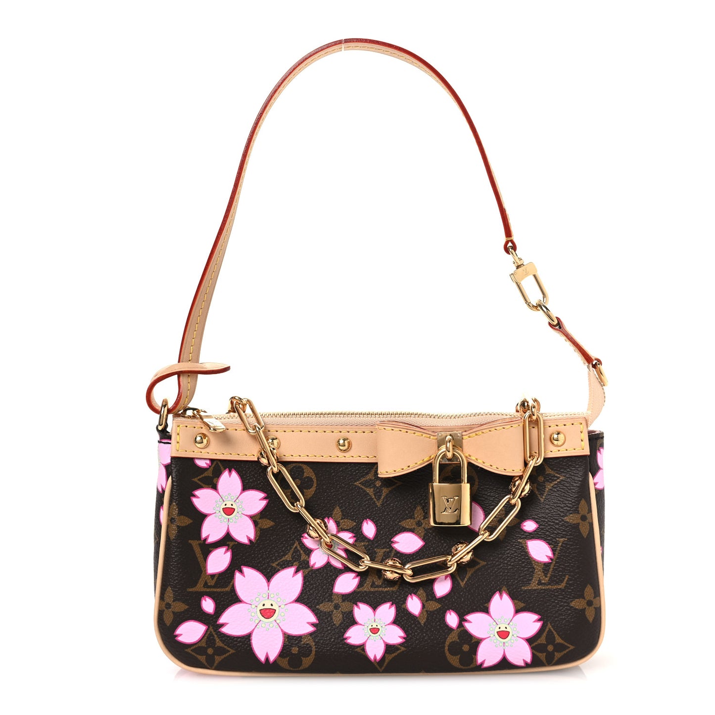 LV X TM Monogram Cherry Blossom Pochette Accessories Sakura Brown