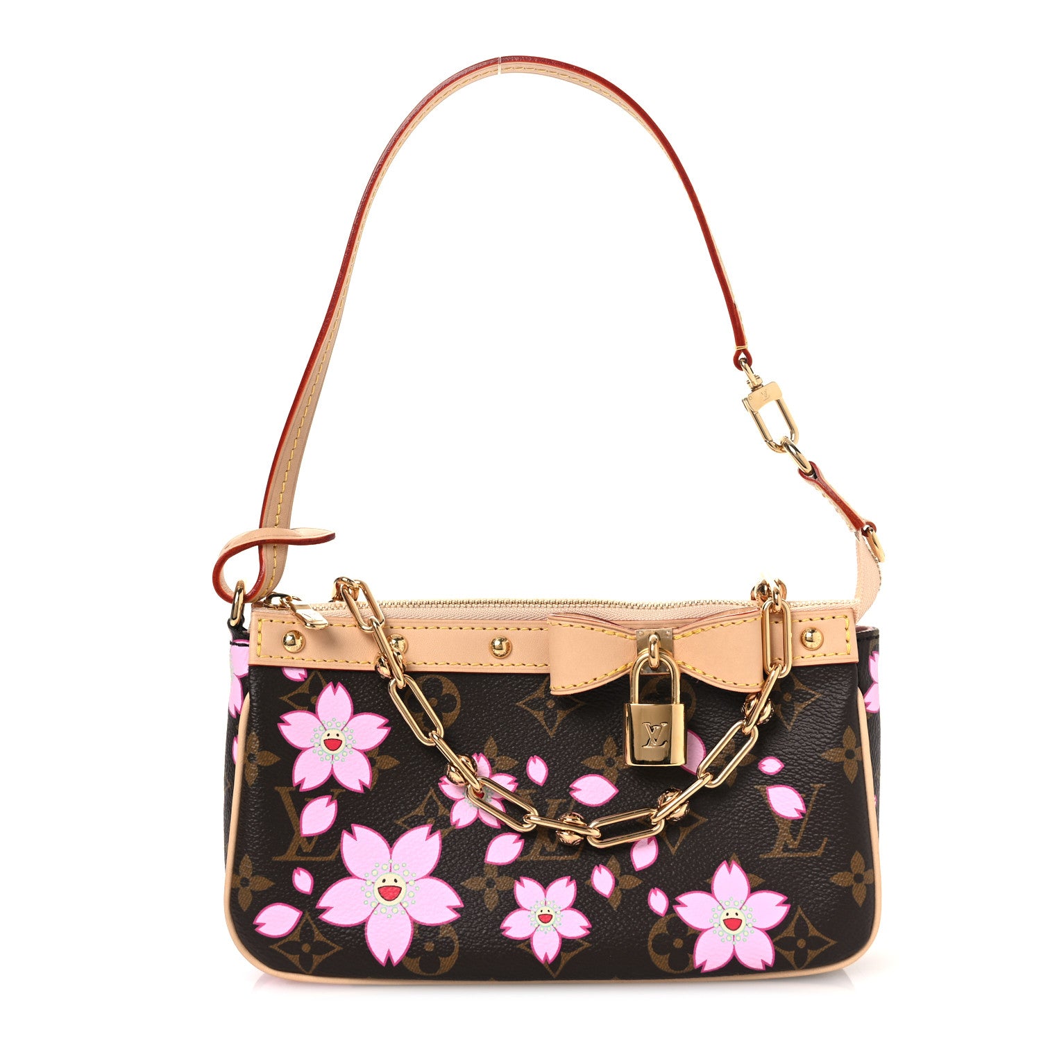 Louis Vuitton LV X TM Monogram Cherry Blossom Pochette Accessories Sakura Brown 1 of 12