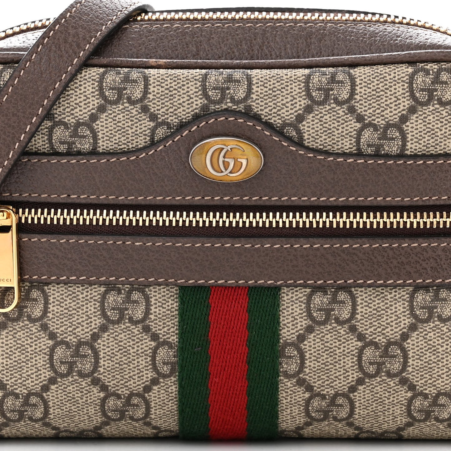 GG Supreme Monogram Web Mini Ophidia Shoulder Bag Brown