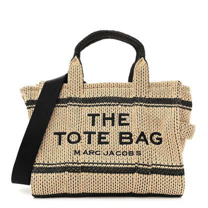 Marc Jacobs Straw Jacquard Medium The Traveler Tote Bag Natural 1 of 10