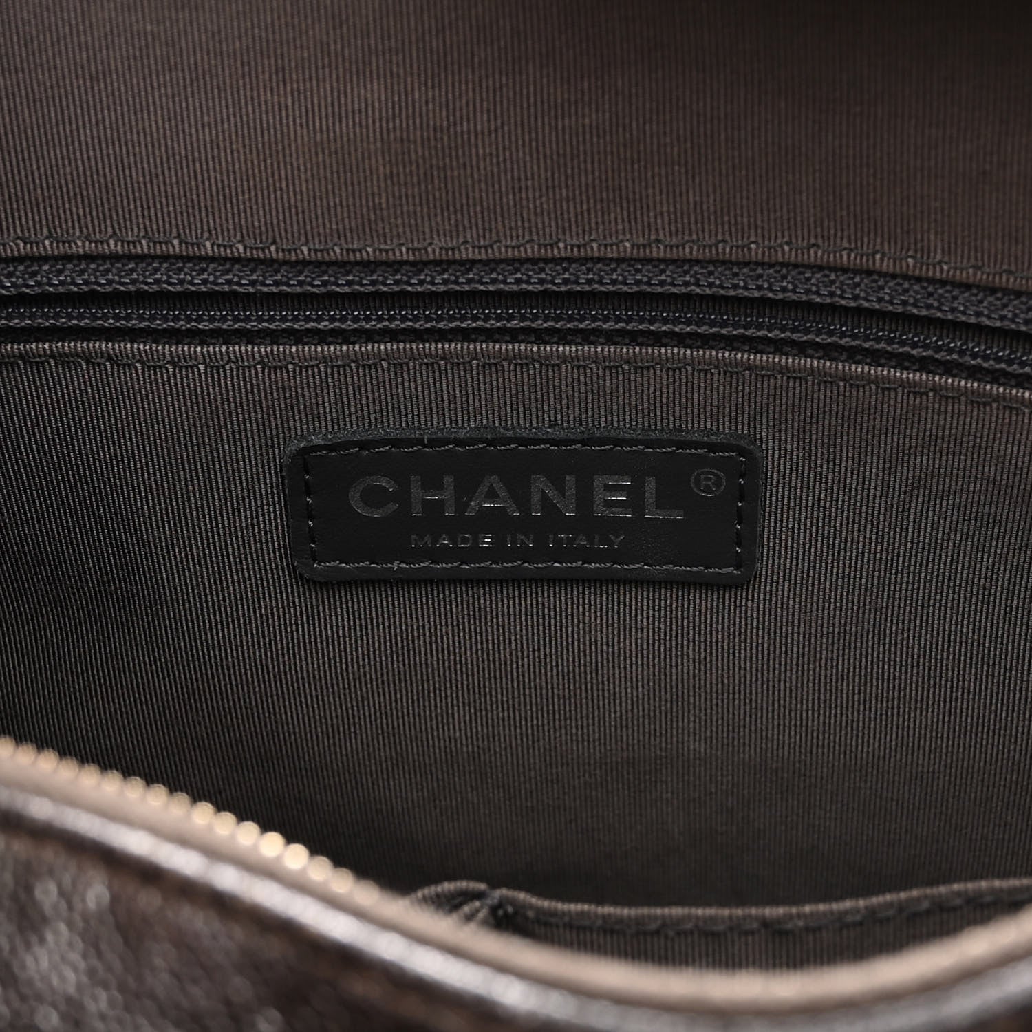 Chanel Metallic Caviar Chevron Quilted Medium Gabrielle Hobo Dark Silver Gold 6 of 10