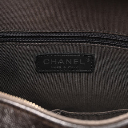 Chanel Metallic Caviar Chevron Quilted Medium Gabrielle Hobo Dark Silver Gold 6 of 10