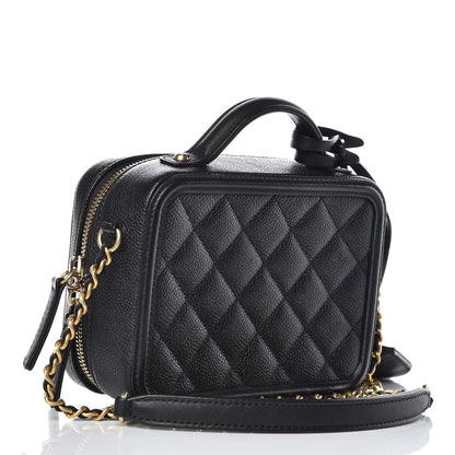 Chanel Caviar Quilted Small CC Filigree Vanity Case Black 4 of 9