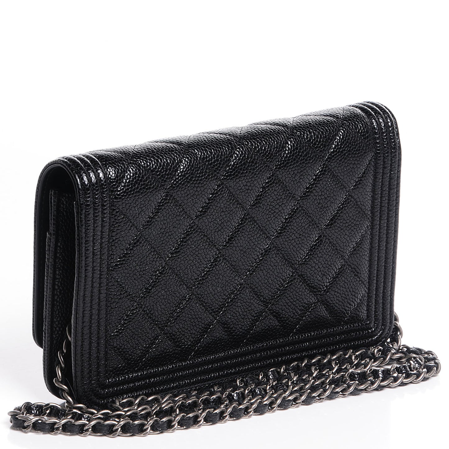Caviar Quilted Boy Wallet On Chain WOC Black