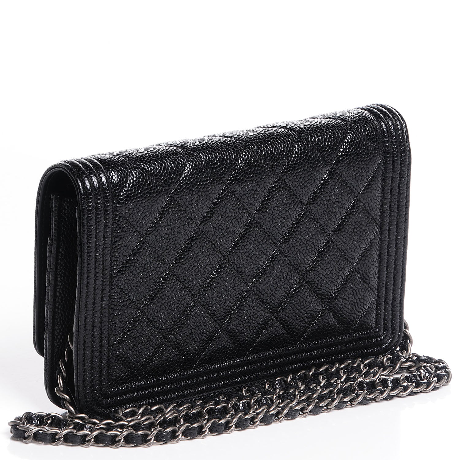 Chanel Caviar Quilted Boy Wallet On Chain WOC Black 3 of 8