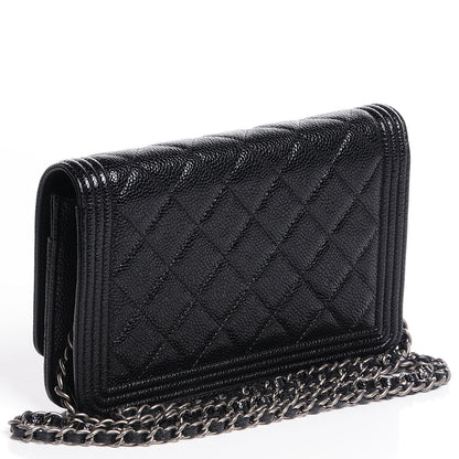 Chanel Caviar Quilted Boy Wallet On Chain WOC Black 3 of 8