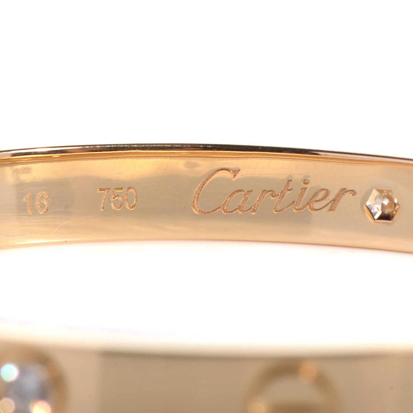 18K Yellow Gold 6 Diamond LOVE Bracelet 16
