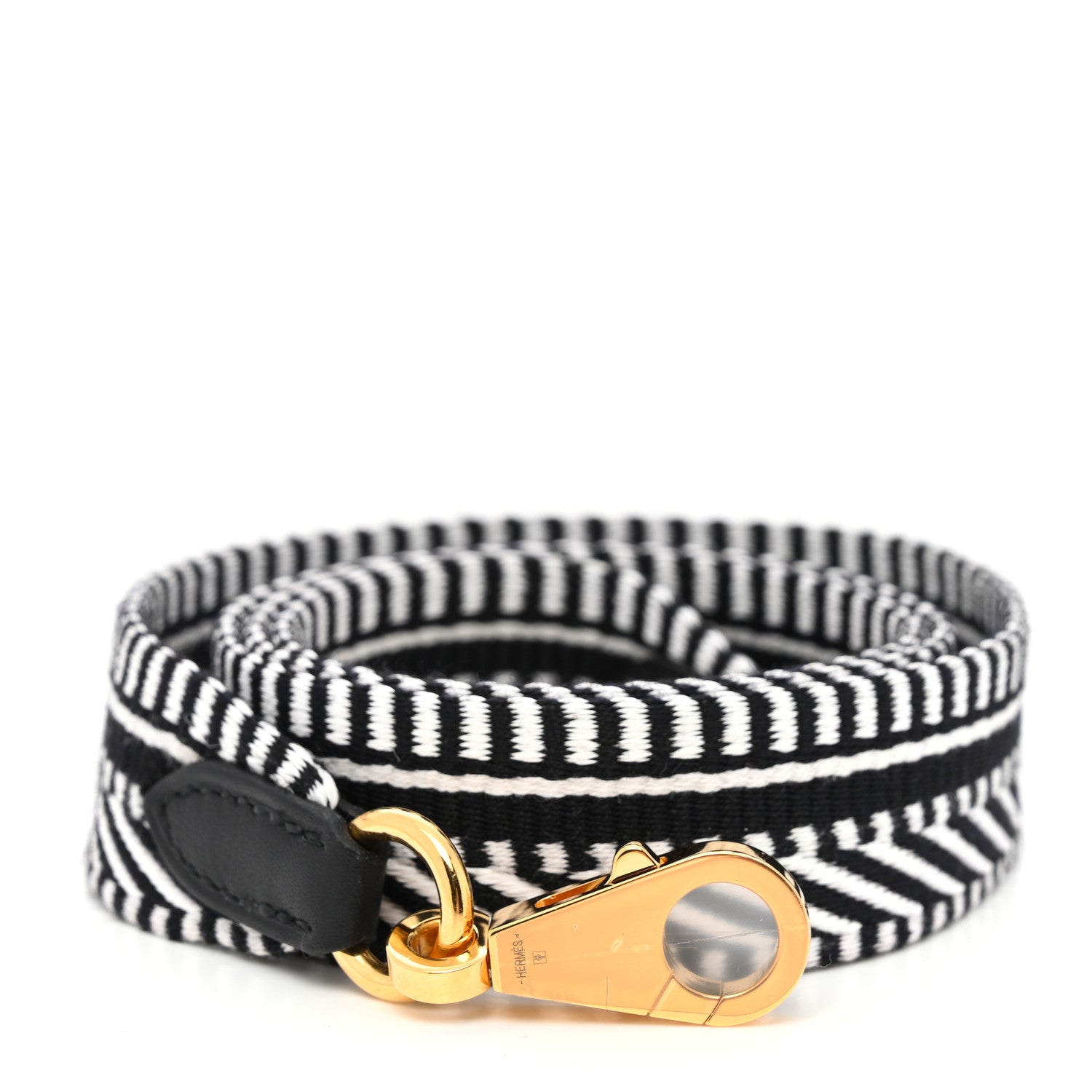 Hermes Toile Swift 25mm Sangle Cavale Shoulder Strap Black Ecru 1 of 5