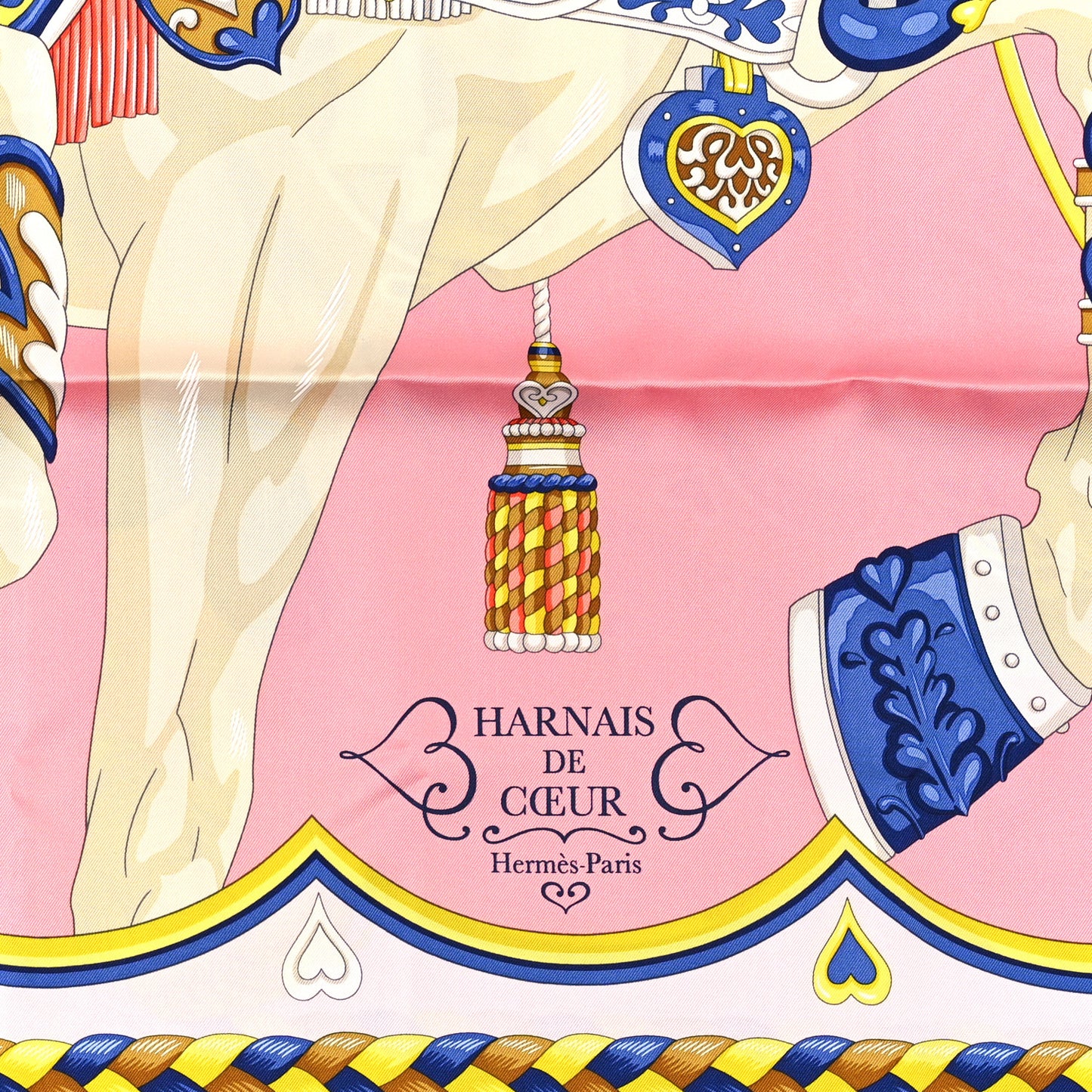 Silk Harnais De Cour Scarf 90 Gris Perle Rose Bonbon Bleu