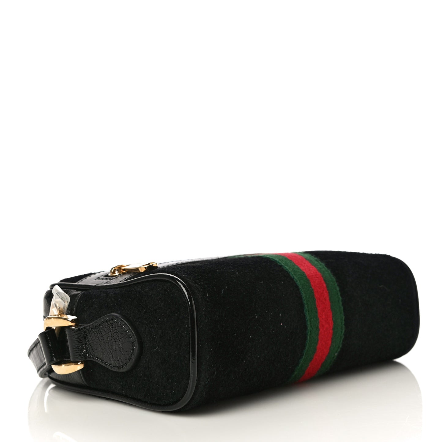 Suede Patent Web Mini Ophidia Shoulder Bag Black