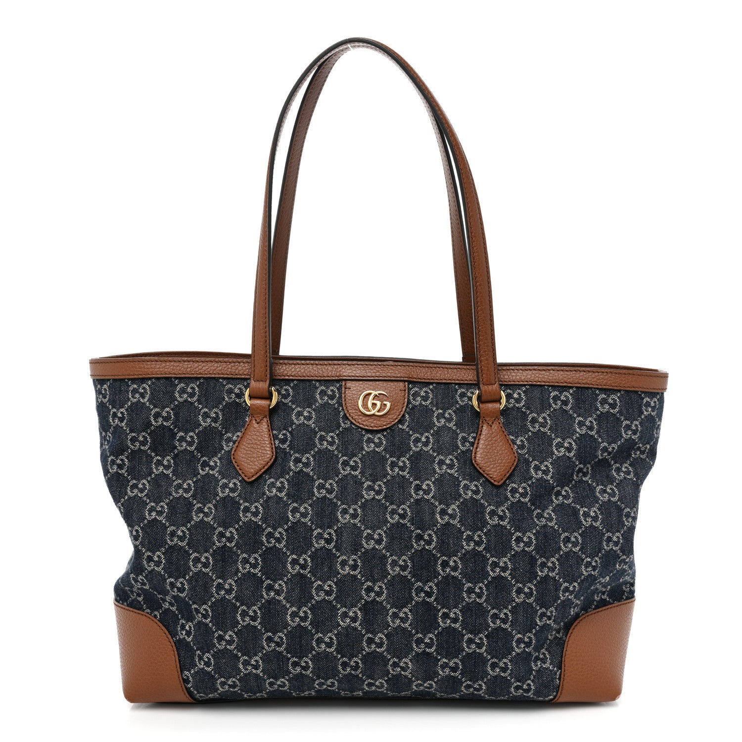 Gucci New Denim GG Monogram Medium Ophidia Shopping Tote Blue Tea Cuir 1 of 16