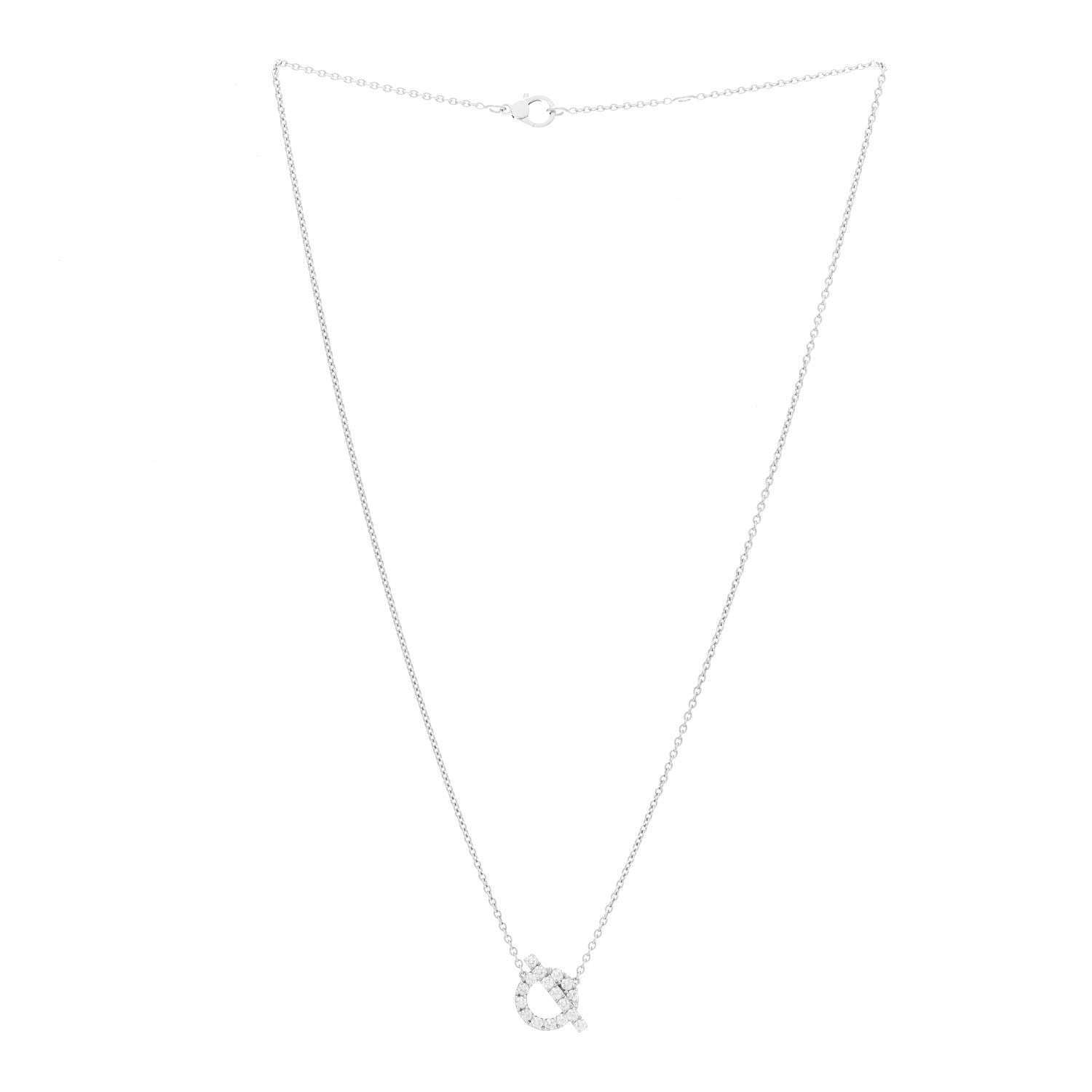 Hermes 18K White Gold Diamond Finesse Pendant Necklace 3 of 6