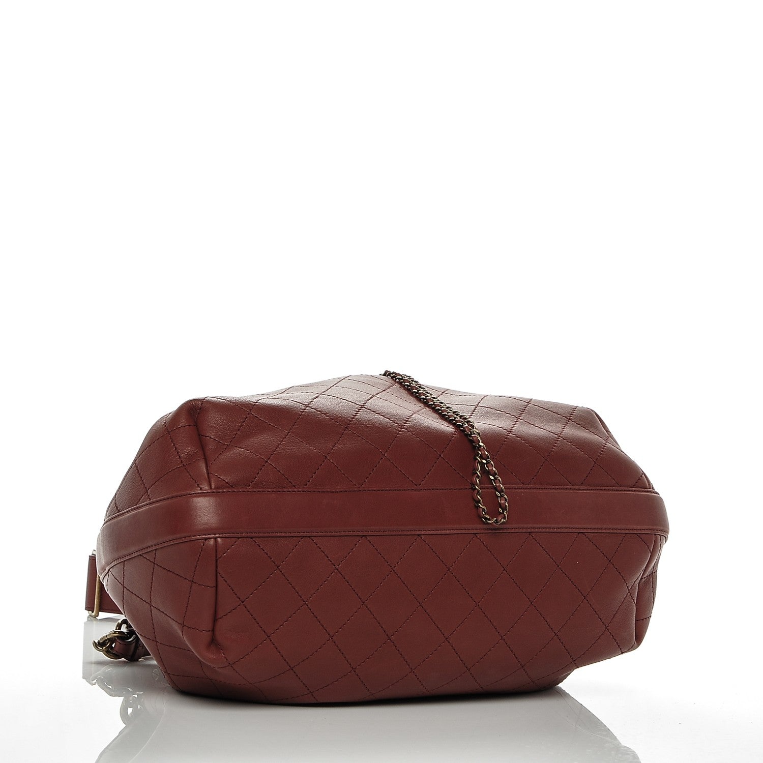 Chanel Calfskin Stitched Large Drawstring CC Bag Burgundy 4 of 7