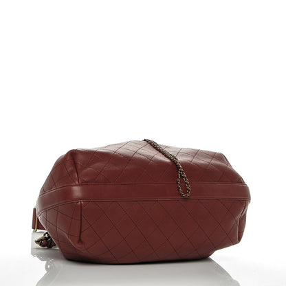 Chanel Calfskin Stitched Large Drawstring CC Bag Burgundy 4 of 7