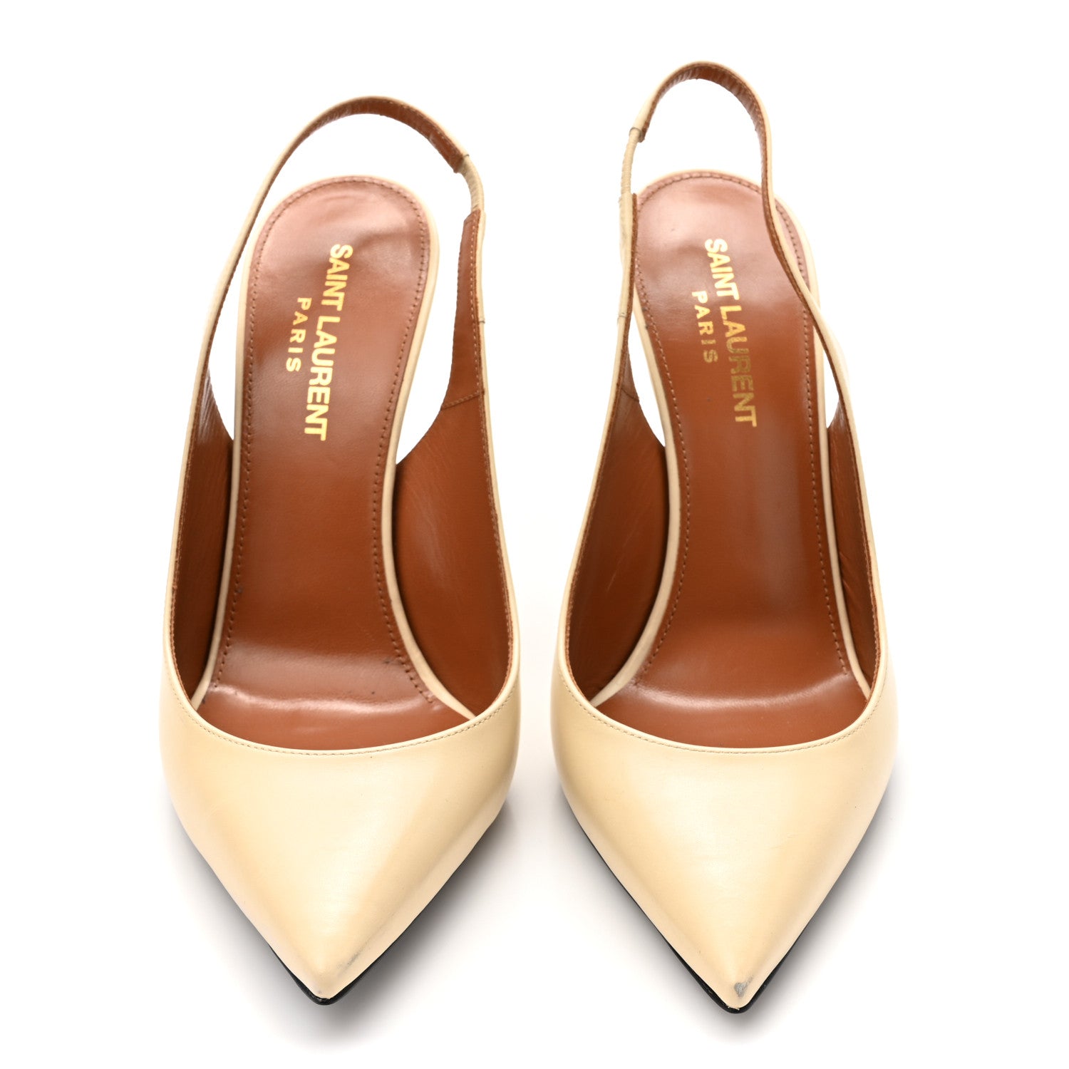 Saint Laurent Calfskin Opyum 110 Slingback Pumps 36.5 Real Beige 2 of 12