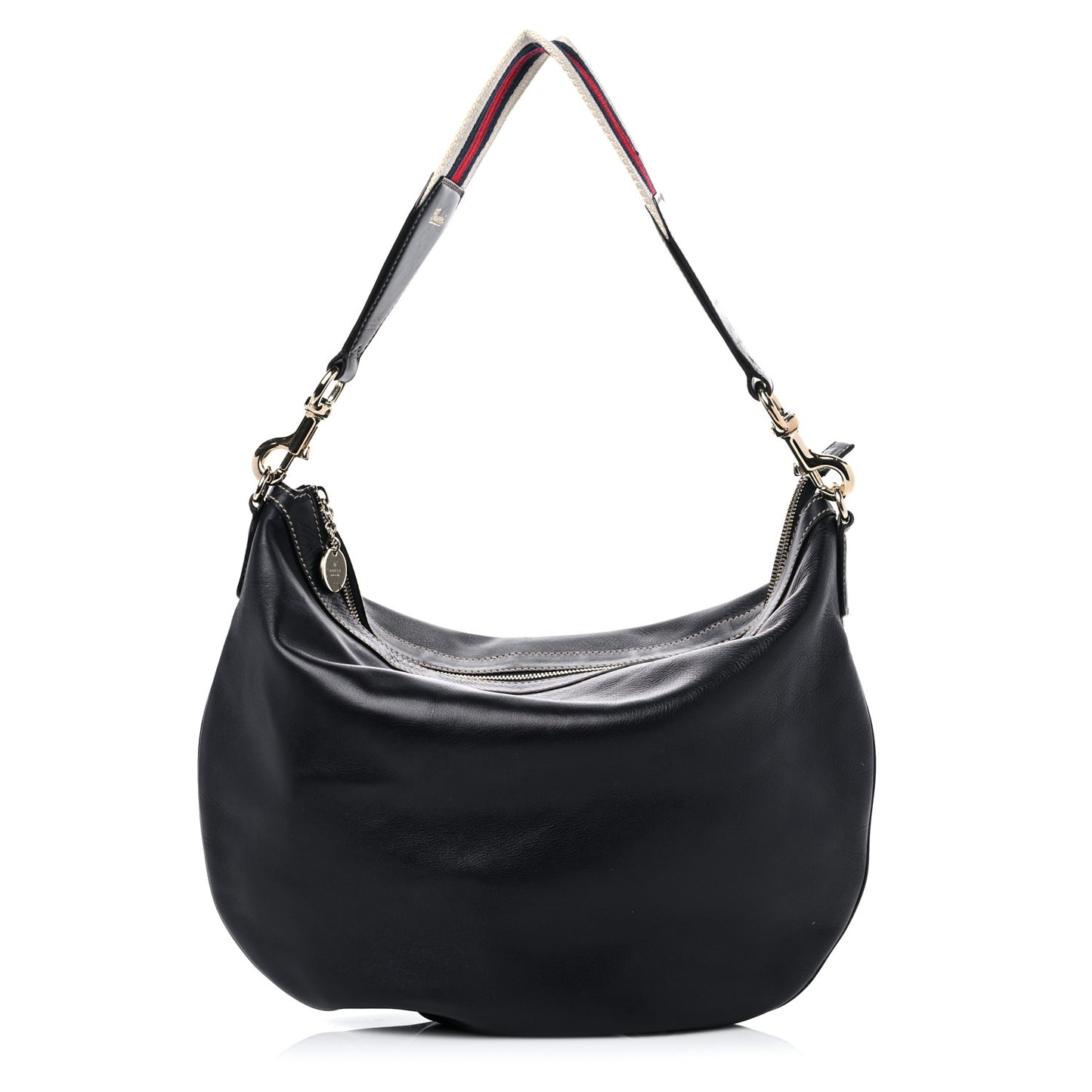 Calfskin Web Strap Hobo Black